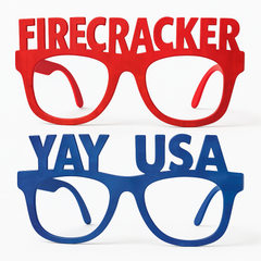 Patriotic Word Glasses Set - Firecracker & Yay USA