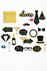New Year's Eve Gold Foil Photo Prop Kit, 21-Piece Set