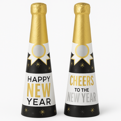 Champagne Bottle Confetti Popper Party Crackers, 8-Pack