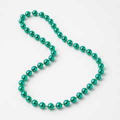 Festive Green Metallic Bead Necklace - 30" Costume Accessory