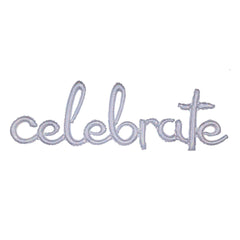 Silver "Celebrate" Script Balloon - Holographic Foil Air-Filled