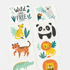 Wild and Free Jungle Animal Temporary Tattoos - 24 Count