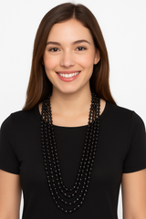 Black Metallic Bead Necklace, 30-Inch, 8-Pack