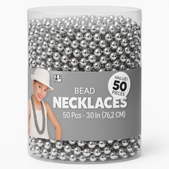 Silver Beaded Necklaces - 50 Pack, 30-inch