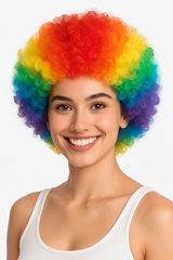 Vibrant Rainbow Curly Wig - Team Spirit Costume Accessory