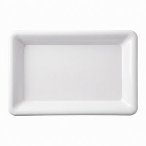 Elegant White Rectangular Plastic Serving Tray - 9" x 14.25"