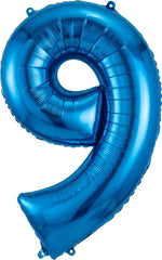 Blue Number "9" SuperShape Foil Balloon | 34"