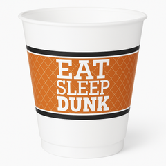 "Eat Sleep Dunk" Basketball Plastic Cups - 16 oz, 8 Pack