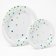 Festive Green Premium Plastic Plates - Multipack