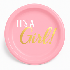 “It's a Girl” Pink Reusable Lunch Plates, 7.5-Inch, 20-Count