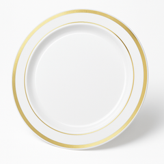Elegant Premium White Buffet Plates with Gold Trim - 12", 10-Pack