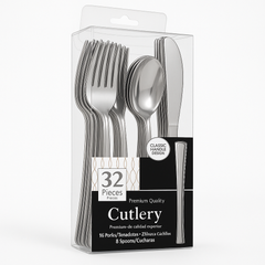 Premium Stainless Steel Cutlery Set - 32 Piece Silver Assortment