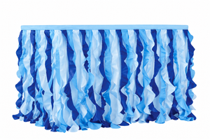 Blue Fabric Ruffle Table Skirt for Baby Showers