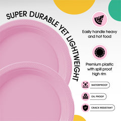 10 In. Pink Plastic Plates | 100 Count