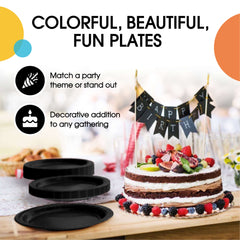 7 In. Black Paper Plates - 50 Ct.