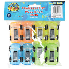 Transparent Pull Back Cars/8 Per Pkg - 8 Count