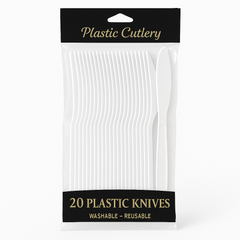 Frosty White Economy Plastic Knives - Pack of 20