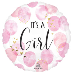Baby Girl Pink Watercolor Foil Balloon | 17"