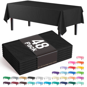 Black Plastic Table Cover | Case of 48 | 54 in. x 108 in.