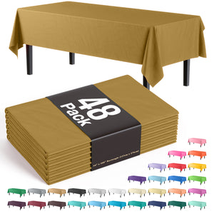 Gold Plastic Table Cover - 54 in. x 108 in. | Case of 48