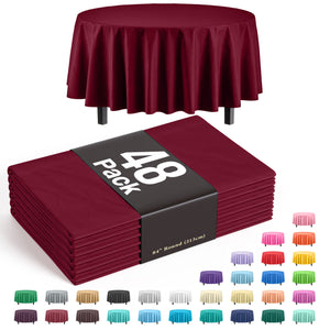 Round Burgundy Plastic Table Cover - 84 in. | Case of 48