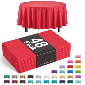 Round Red Plastic Table Cover | 84 in. | Case of 48