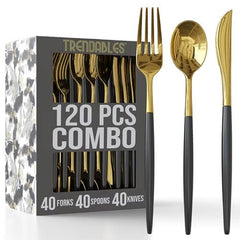 Trendables Cutlery Combo Ivory/Gold | 120 Count