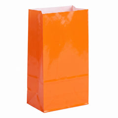 Mini Orange Glossy Paper Treat Bags - 12 Pack