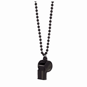 Black Beaded Necklace with Whistle - Team Spirit Costume Accessory