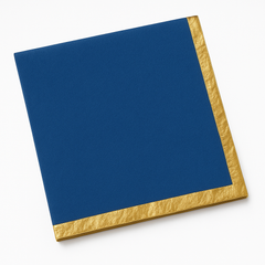 Royal Blue Beverage Napkins with Gold Hot Stamp - 5 In. X 5 In.
