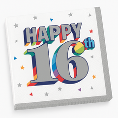 Cheers to Your 16th Birthday Beverage Napkins - 16 Pack - 5 In. X 5 In.