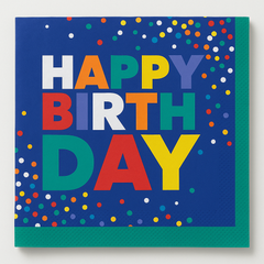 Bold Happy Birthday Beverage Napkins - 5 In. X 5 In.