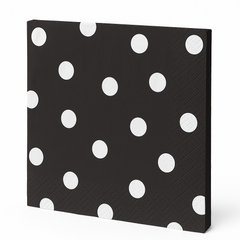 Jet Black Polka Dot Luncheon Napkins - 6.5 In. X 6.5 In.