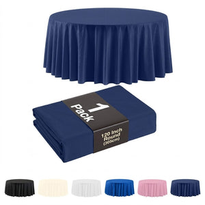 120 in. Premium Round Navy Plastic Table Cover