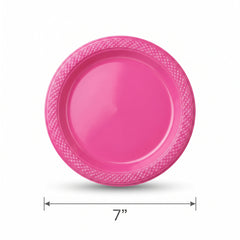 Bright Pink 7" Plastic Dessert Plates, 20 Pack