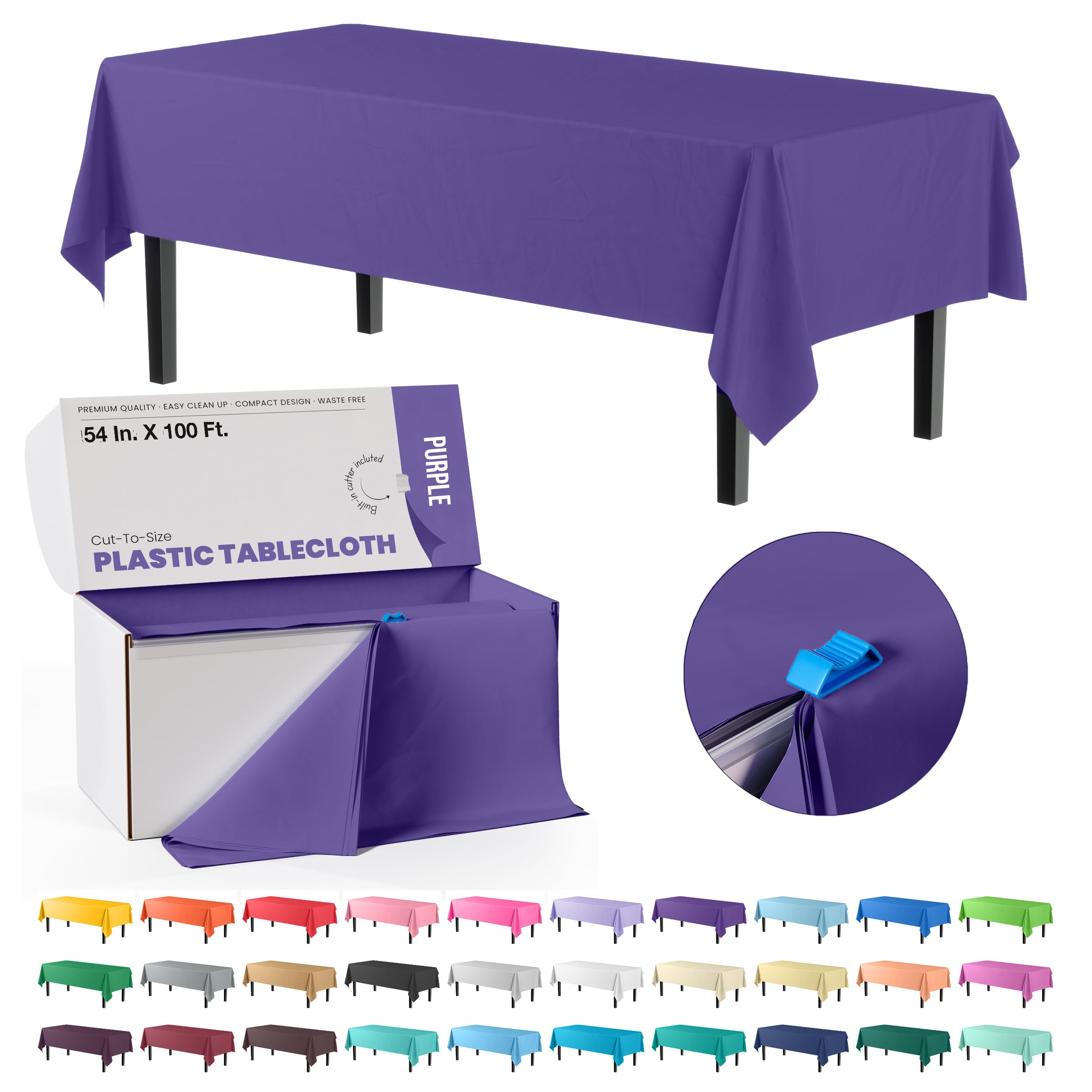 54 In. x 100 Ft. Cut To Size Table Roll | Purple