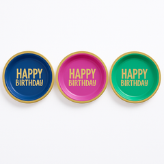 "Happy Birthday" Metallic Dots Paper Plates - 7", Assorted Colors, 8-Pack