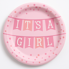 It's a Girl Baby Shower Paper Plates - 6.75"