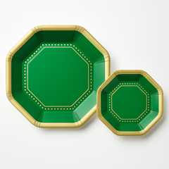 Festive Green Premium 10" Octagonal Paper Plates