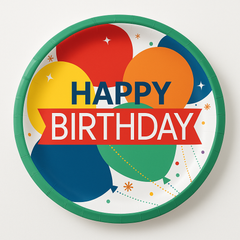 Festive Balloon Birthday Paper Plates - 8.5"