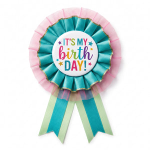 Happy Cake Day Birthday Award Ribbon, Pink/Green