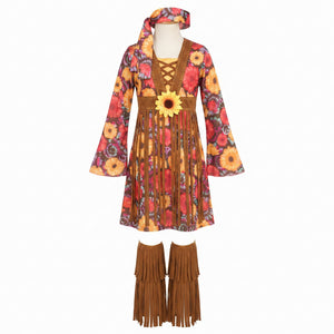 Flower Power Hippie Costume for Girls - Medium