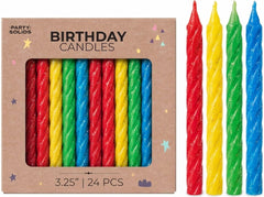 Large Glitter Spiral Birthday Candles - Primary Colors