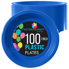 7 In. Dark Blue Plastic Plates | 100 Count