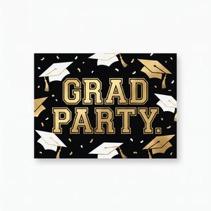 Gold & Black Graduation Party Invitations