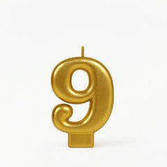 Metallic Gold Number 9 Birthday Candle | 3.25 In.