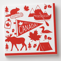 Canada Day Luncheon Napkins - 20 Pack of 2-Ply Paper - 6.5 In. X 6.5 In.