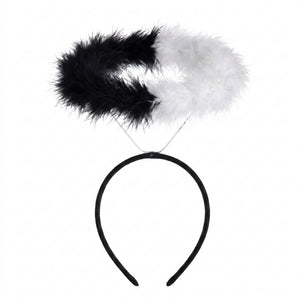 Twisted Angel Fuzzy Halo Headband - Black and White