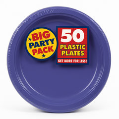 Big Party Pack Purple Plastic Dinner Plates - 10.25", 50-Pack