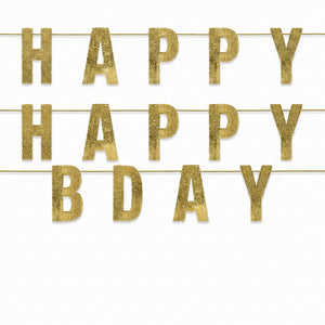 Gold "Happy Bday" Spark Celebration Banner - 6ft